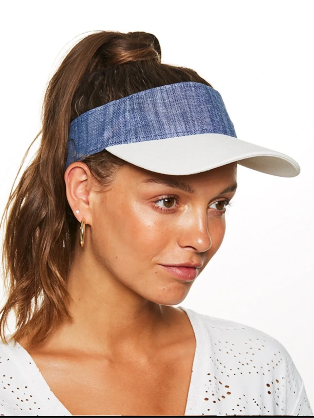 Blue Denim and White Visor